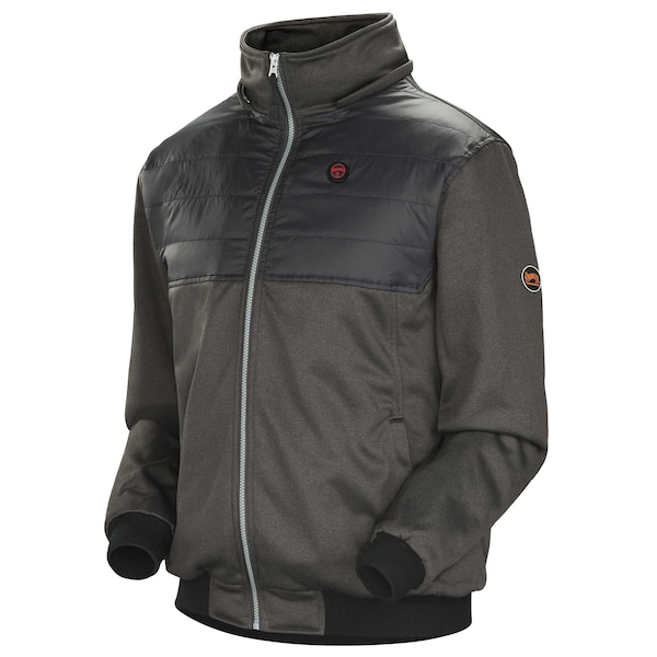 Pioneer Heated Fleece Hoodie Jacket w/ Detachable Hood, Charcoal, 5XL - V3210440U-5XL