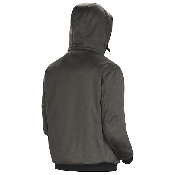 Pioneer Heated Fleece Hoodie Jacket w/ Detachable Hood, Charcoal, 5XL - V3210440U-5XL