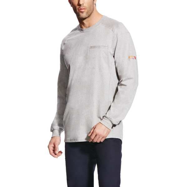 Ariat Men's FR Crew Longsleeve Tee, 8.7 cal/sq cm, M, Cotton - 10022329