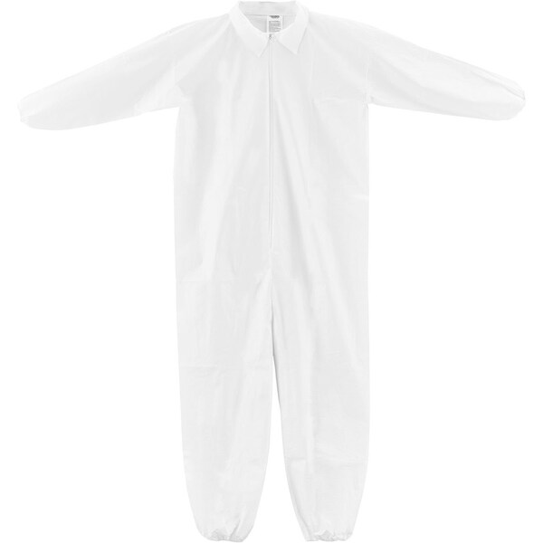 Global Industrial Disposable Coverall, M, 25 PK, White, 60% Polypropylene/40% Polyethylene - 708189M