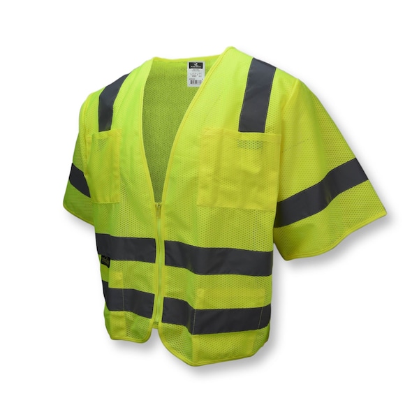 Radians Hi-Vis Safety Vest w/Sleeves M Class 3 , Zipper 6 Pockets - SV83GMM