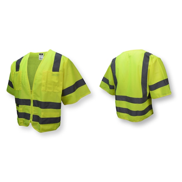 Radians Hi-Vis Safety Vest w/Sleeves M Class 3 , Zipper 6 Pockets - SV83GMM