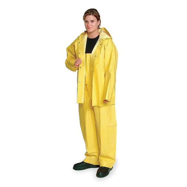 Condor Rain Bib Overall, SBR, 28 in Inseam, 30 in to 32 in Waist, 18 mil Thickness, Yellow, S - 1FAY9