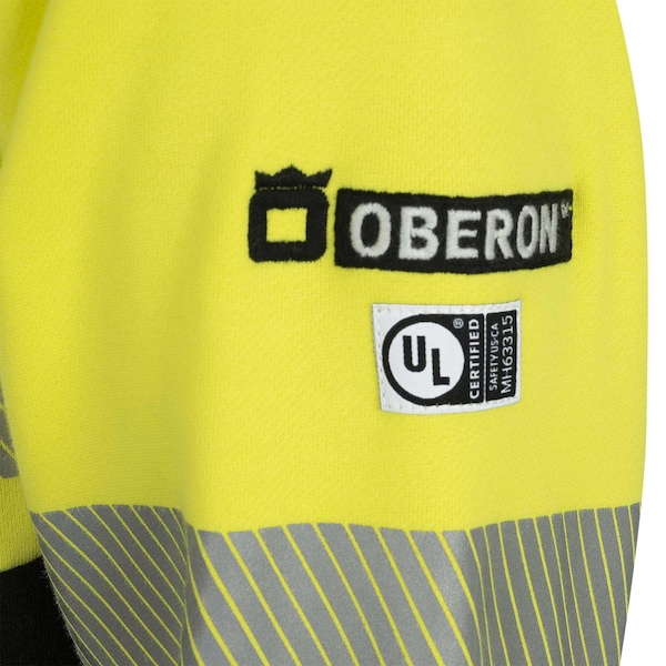 Oberon Hi-Vis 100% FR/Arc-Rated Heavyweight 12 oz Hoodie, Pullover, Black Bottom, Hi-Vis Yellow, XL - ZFC106-XL