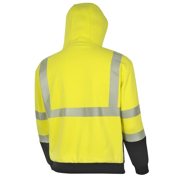Oberon Hi-Vis 100% FR/Arc-Rated Heavyweight 12 oz Hoodie, Pullover, Black Bottom, Hi-Vis Yellow, XL - ZFC106-XL