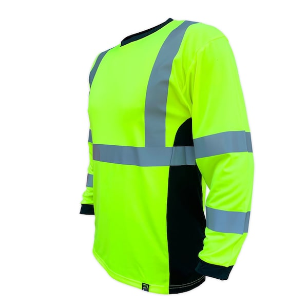 Safetyshirtz SS360 Basic Class 3 Long Sleeve T-Shirt w/ vented sides, Safety Green, L - 45120418L