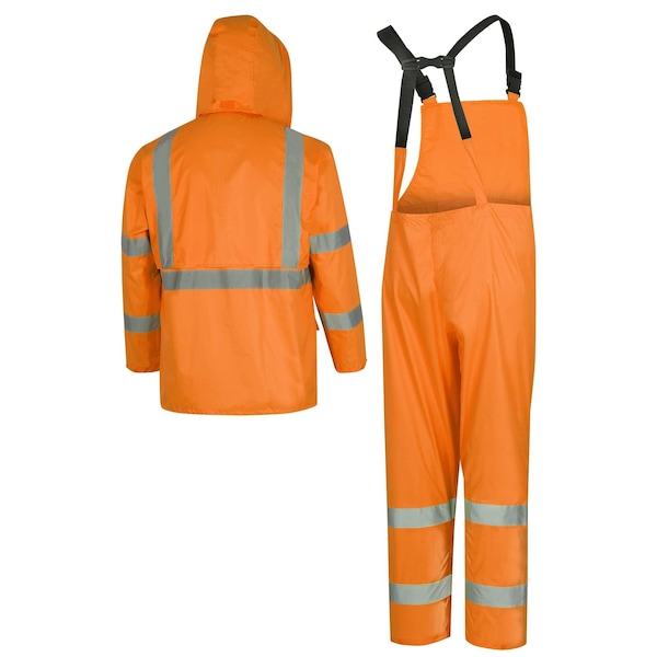 Pioneer Oxford PVC Hi Viz Rain Suit, Orange, XL, 150 Denier Oxford Polyester with PU Backing|Polyester, XL - V1080350U-XL