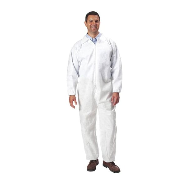 Zoro Select Disposable Coverall, Collared, M, SMS, Zipper, Elastic Cuff, Elastic Ankle, Serged Seam, 25 PK - CVL-SMS-E-MED