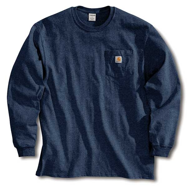 Carhartt Men's Long Sleeve Pocket T-Shirt, Cotton, Pullover Closure, 1 Pocket(s), Navy - K126-NVY 3XL REG