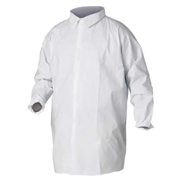 Kleenguard KleenGuard A40 Disposable Lab Coat, Microporous Film Laminate, Snaps Closure, White, L, 30 PK - 44443