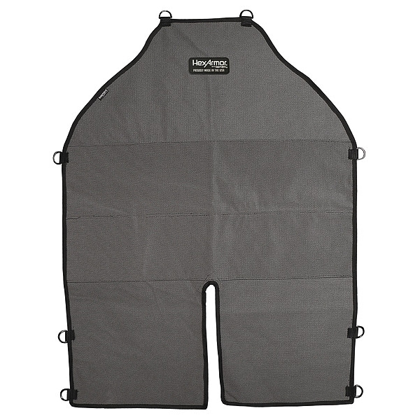 Hexarmor Split Leg Apron, ANSI/ISEA Cut Level A7, SuperFabric, Waist Closure Strap, 36 in Length, Gray/Black - AP361