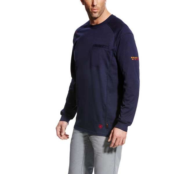 Ariat Men's FR Crew Longsleeve Tee, 8.7 cal/sq cm, L, Cotton - 10022327