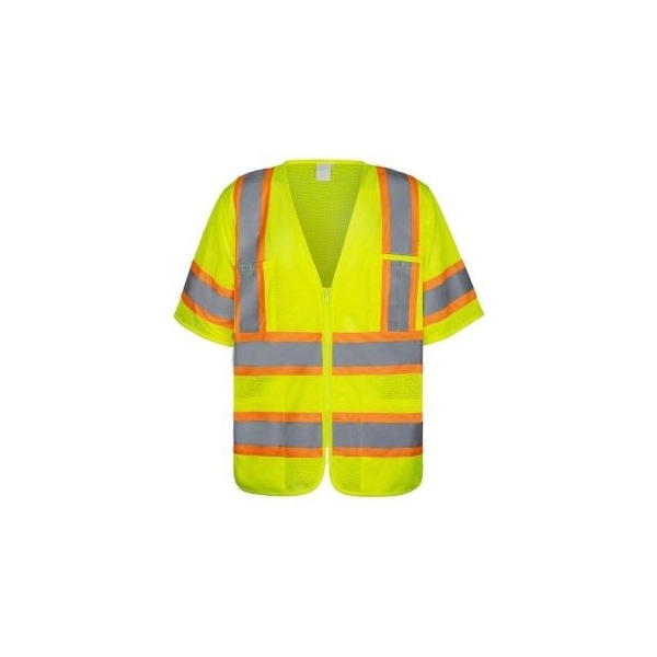 Northmon Safety Hi Vis Short Sleeve Mesh Safety Vest - ANSI Class 3 - XL - NM-SV-102-YW-XL
