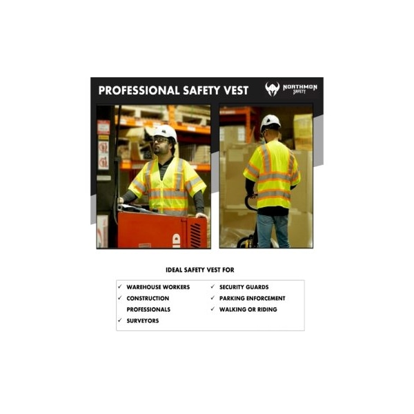 Northmon Safety Hi Vis Short Sleeve Mesh Safety Vest - ANSI Class 3 - XL - NM-SV-102-YW-XL