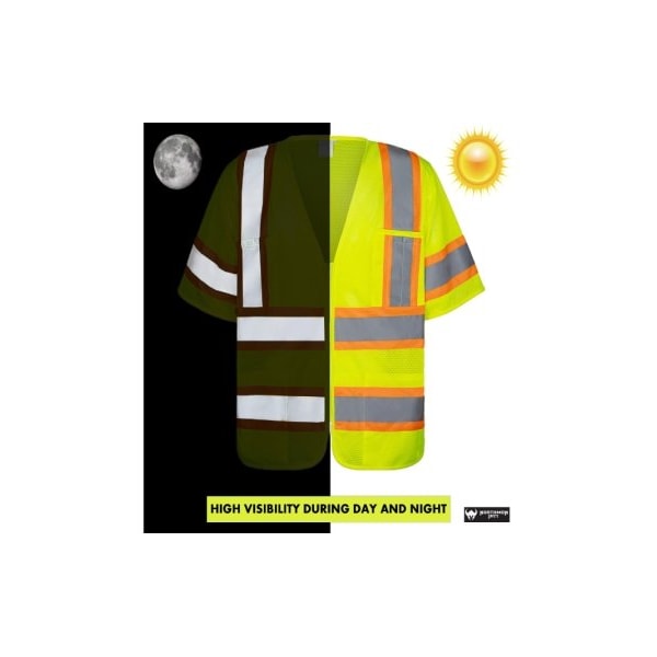 Northmon Safety Hi Vis Short Sleeve Mesh Safety Vest - ANSI Class 3 - XL - NM-SV-102-YW-XL