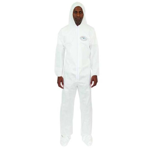 Bodyfilter 95+ Disposable Coveralls, Hooded, 2XL, Non-Woven Laminate, Zipper, Elastic Cuff, Attached Boots Ankle - 4014-2XL