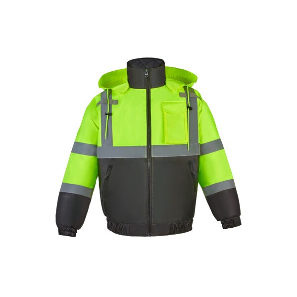 2W International Hi-Vis Bomber Jacket, 100% Polyester Oxford with PU coating., Class 3 Lime, 2XL - 250C-3 2XL