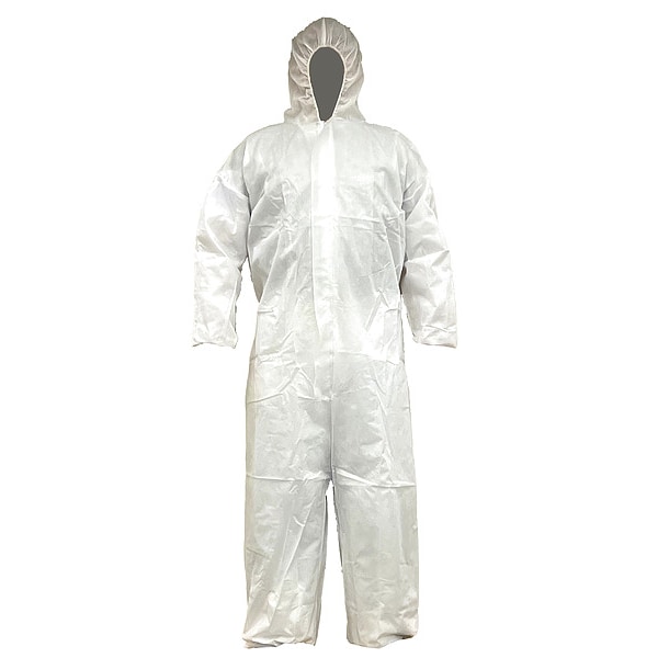 Condor Disposable Coverall, Hooded, 3XL, PP SMS, Zipper, Elastic Cuff, Elastic Ankle, Serged Seam, 25 PK - 817LF3
