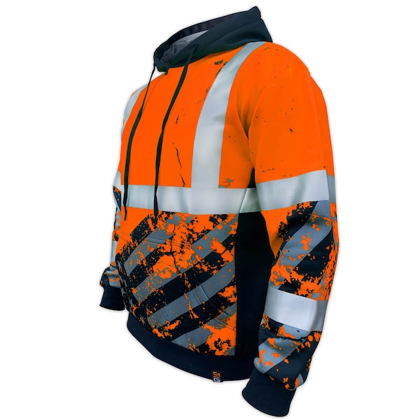 Safetyshirtz SS360 American Grit Class 3 Hoodie, Safety Orange, L - 65110103L