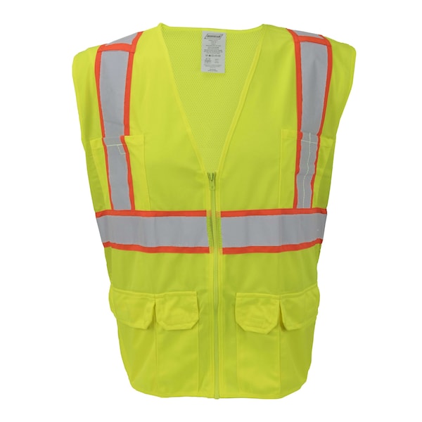 Ironwear Hi-Vis FR Surveyor Safety Vest L Class 2 , Zipper 9 Pockets - 1277FR-LZ-RD-LG