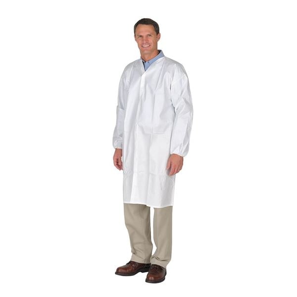 International Enviroguard Disposable Frock, Microporous Fabric, Snaps Closure, White, M, 50 PK - CE8046CI-M