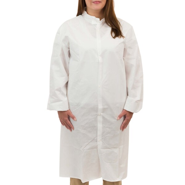 International Enviroguard Disposable Frock, Microporous Fabric, Snaps Closure, White, M, 50 PK - CE8046CI-M