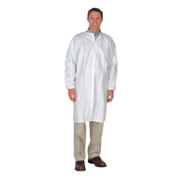 International Enviroguard Disposable Frock, Microporous Fabric, Snaps Closure, White, M, 50 PK - CE8046CI-M