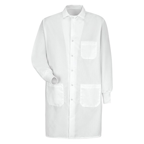 Red Kap Lab Coat, Cotton Poplin/Polyester, 3 Pockets, Snaps - KP72WH RG 3XL