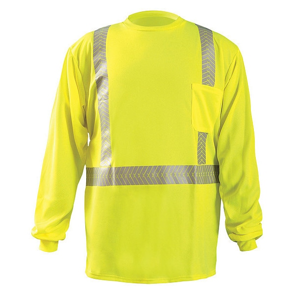Occunomix Unisex Long Sleeve T-Shirt, Polyester, Pullover Closure, Yellow - LUX-TLSP2B-YS