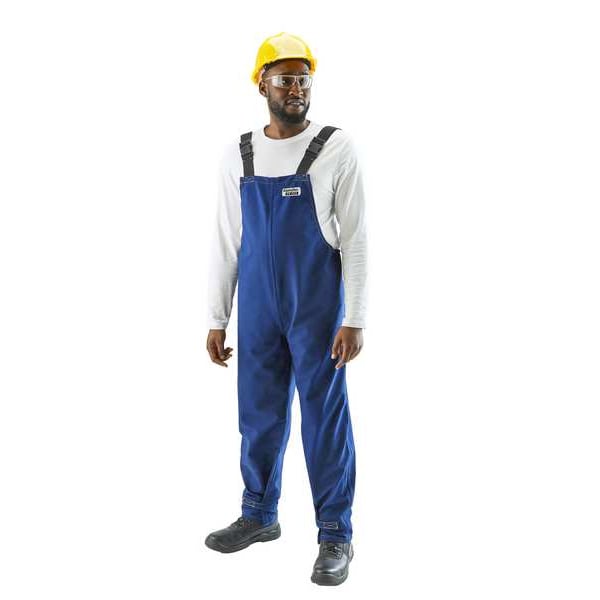 Ansell Alphatec Breathable Blue Bibbed Poly Overall, Nomex, 31 in Inseam, Blue, XL - 66-672