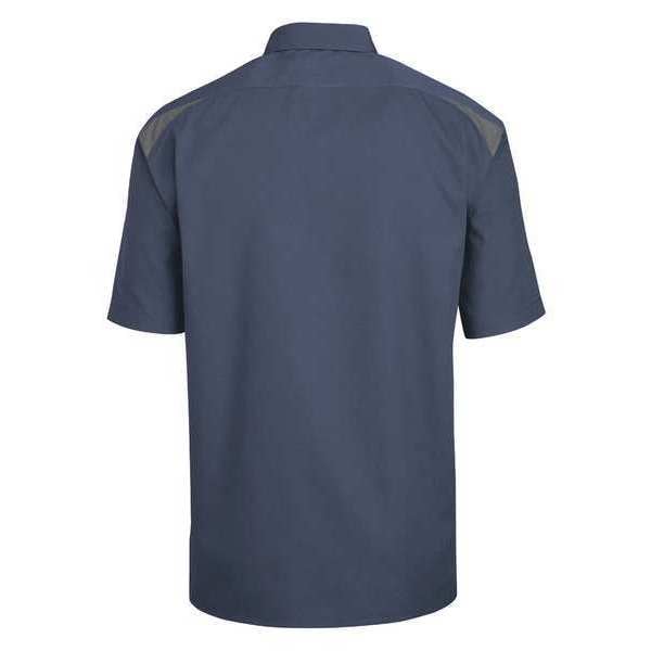 Dickies Men's Short Sleeve Shirt, 35% Cotton, 65% Polyester, Button Down Closure, Gray/Navy - 05DNSM RG L
