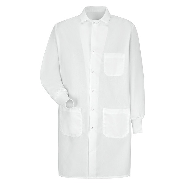 Red Kap Lab Coat, Cotton Poplin/Polyester, 3 Pockets, Snaps - KP72WH RG L