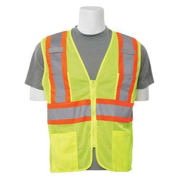 Erb Safety Vest, Hi-Viz, Lime, Contrasting Trim, S - 61814