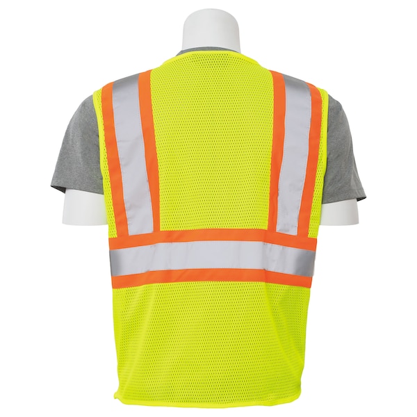Erb Safety Vest, Hi-Viz, Lime, Contrasting Trim, S - 61814