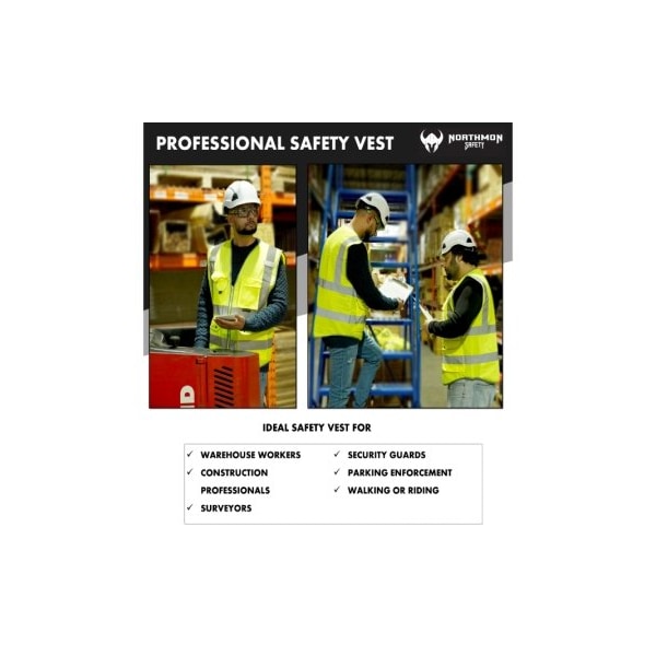 Northmon Safety Hi-Vis Safety Vest L/XL Class 2 0 Pockets - NM-SV-101-YW-L/XL