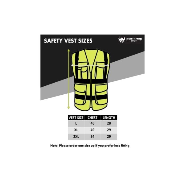 Northmon Safety Hi-Vis Safety Vest L/XL Class 2 0 Pockets - NM-SV-101-YW-L/XL