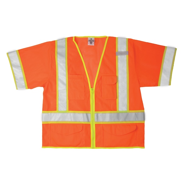 Kishigo S, Orange, Class 3, 6 Pocket Contrast Mesh Vest - 1243-S