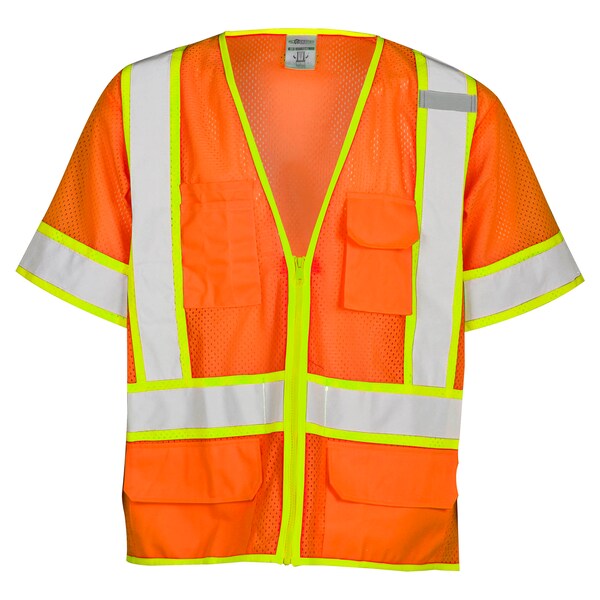 Kishigo S, Orange, Class 3, 6 Pocket Contrast Mesh Vest - 1243-S