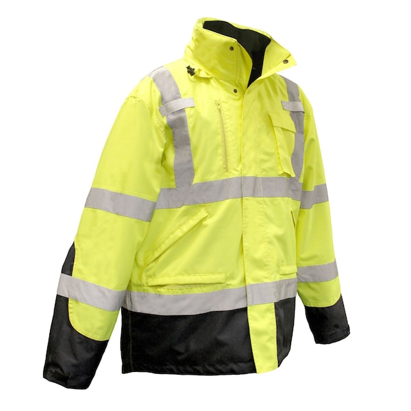 Radians Hi-Vis 3-in-1 Parka, 100% Polyester Oxford, 300D, DWR Coated, Class Type R Class 3 Hi-Vis Green, XL - SJ410B-3ZGS-XL