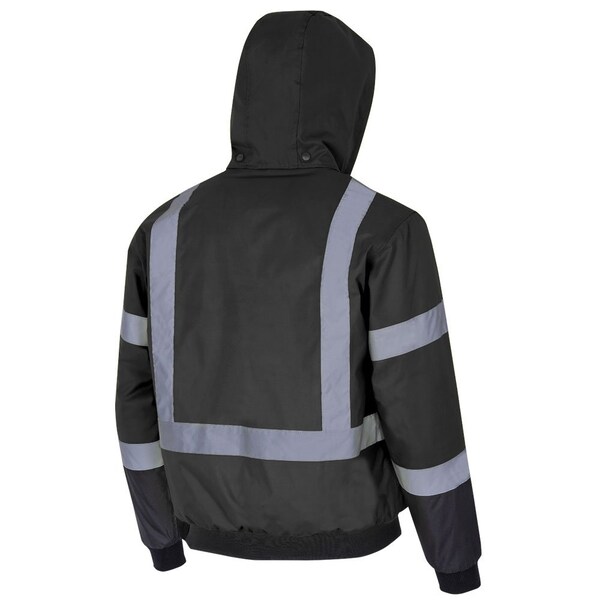 Pioneer High Visibility Waterproof Heated Bomber Jacket, Polyester, Black, L - V1210170U-L