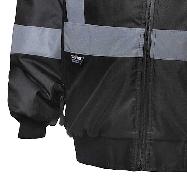 Pioneer High Visibility Waterproof Heated Bomber Jacket, Polyester, Black, L - V1210170U-L