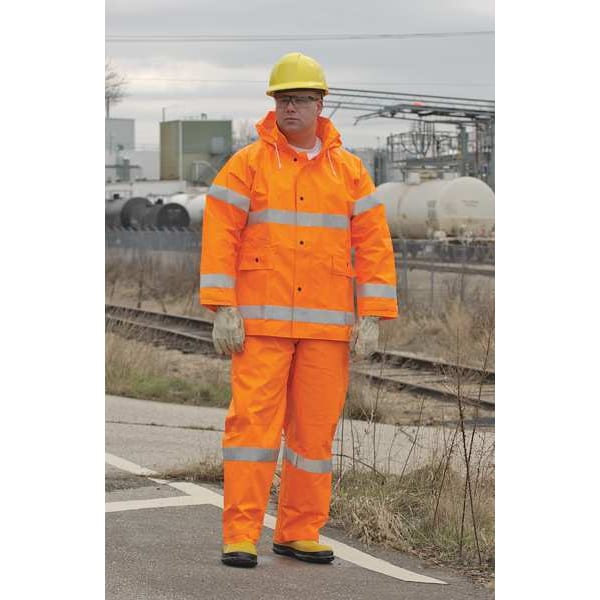 Tingley Flame Resistant Rain Jacket, PVC, Class 3 R, Orange, 3XL - J53129