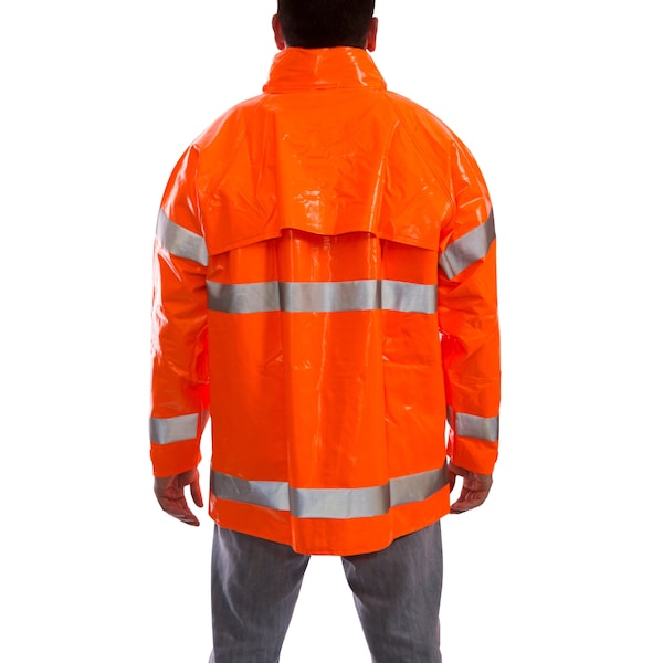 Tingley Flame Resistant Rain Jacket, PVC, Class 3 R, Orange, 3XL - J53129