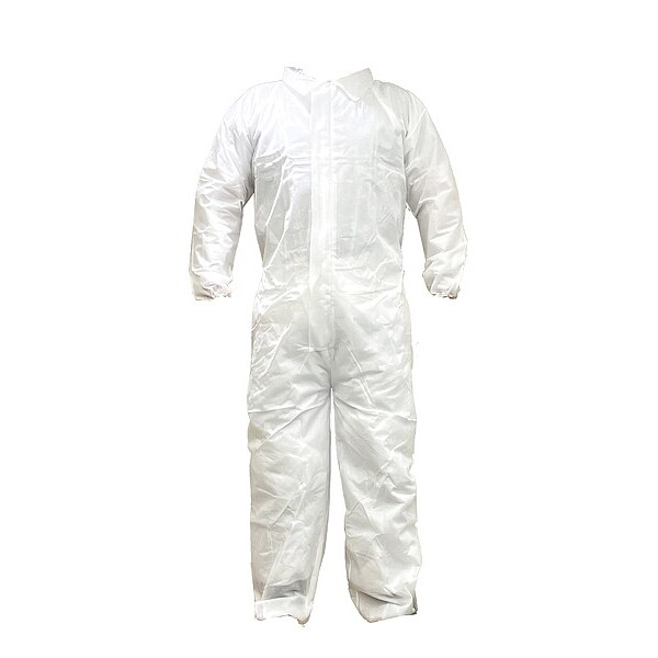 Condor Not Applicable Collared Coveralls, PP SMS, 30 13/16 in Inseam, White - 817LE8