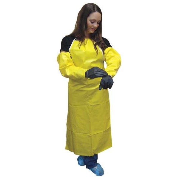 International Enviroguard ChemSplash(R) 1 Chemical Resistant Sleeves, 18 in Length, 15 mil Thick, Serged Seam, Yellow, 200 PK - 7065YS
