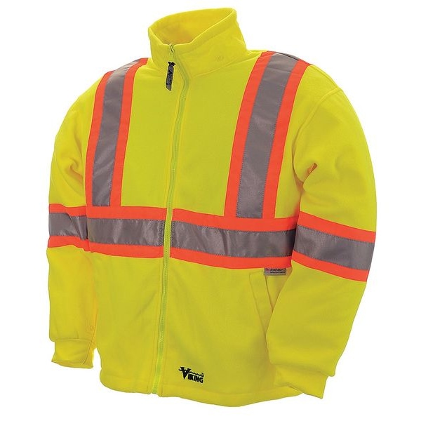 Viking 3-in-1 Tri-Zone Rain Jacket, 300 Denier Polyester/PVC, Class 3 Type R, Yellow/Green, L - 6400JG-L