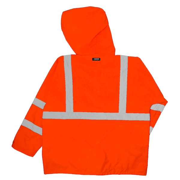 Kishigo Rainsuit, Polyester/Polyurethane, 6.2 mil Thick, Packable Hood in Collar, Orange, 2XL/3XL - RW101-2X-3X