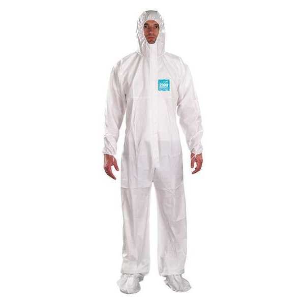 Microchem Disposable Coveralls, Hooded, 2XL, Microporous Film Laminate, Zipper, Elastic Cuff, Bound Seam - WH20-B-92-107-06
