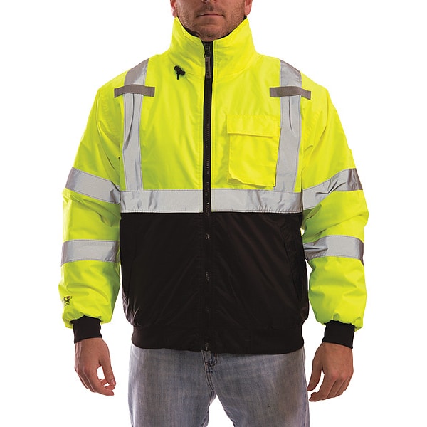 Tingley Large Bomber Jacket Hi-Vis, Yellow/Green, Polyester/Polyurethane Coating, L - J26002.LG