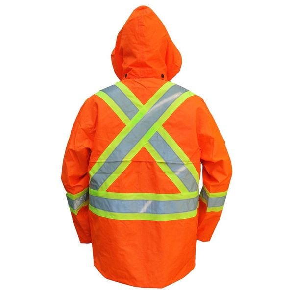 Viking Hi-Viz Safety Jacket, Polyester, Polyurethane, Class 3 Type R, Orange, 2XL - 6323JO-XXL